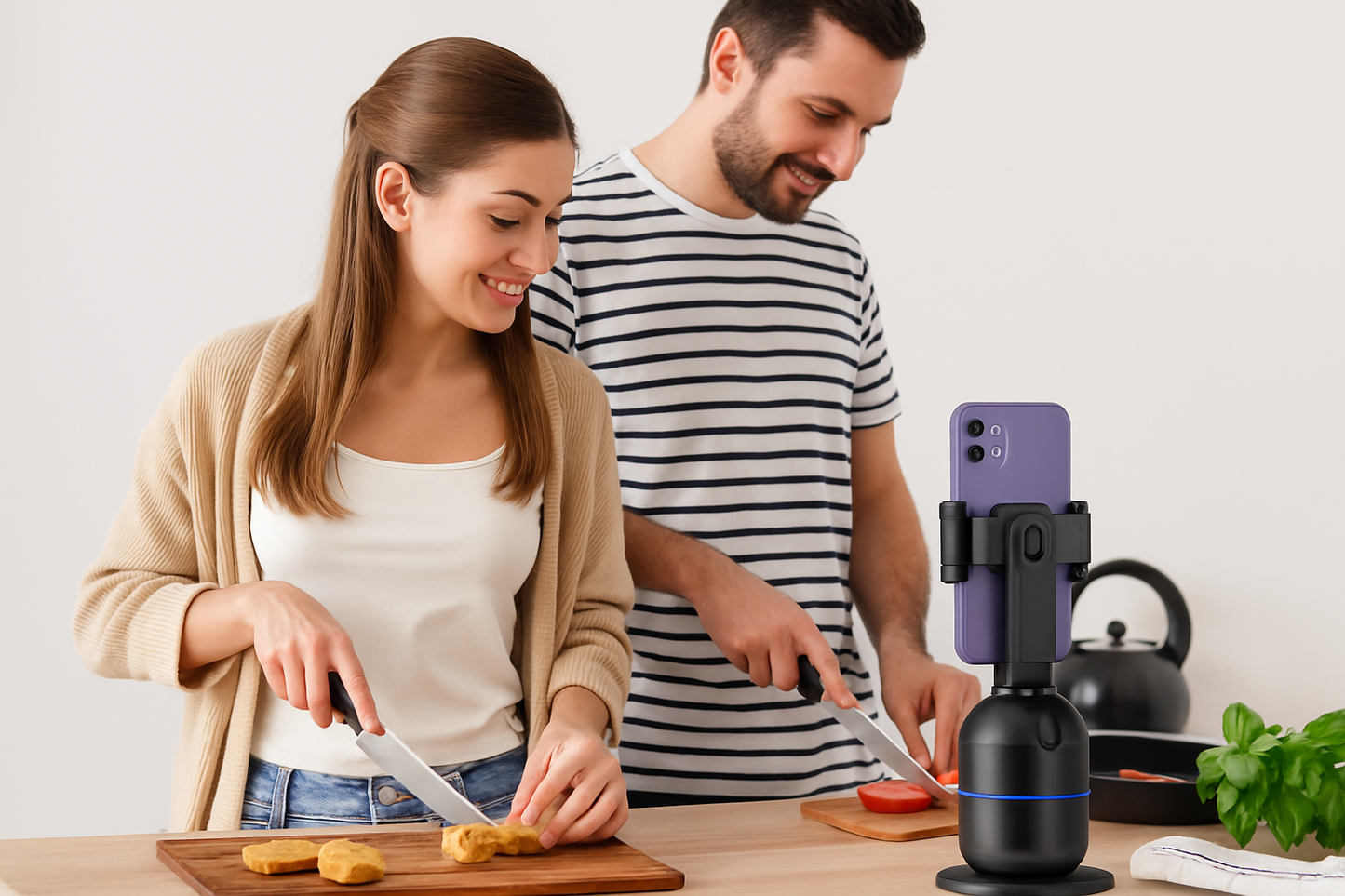 Smart 360° Cam Track– Trípode Inteligente Selfie Stick 360° con Seguimiento Facial Control por Gestos, Rotación Automática y Soporte para Móvil