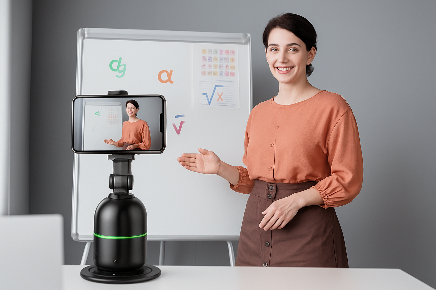 Smart 360° Cam Track– Trípode Inteligente Selfie Stick 360° con Seguimiento Facial Control por Gestos, Rotación Automática y Soporte para Móvil